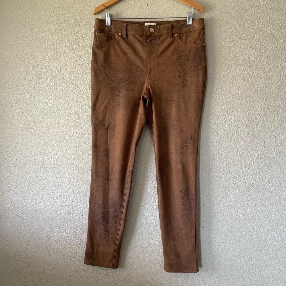 Chico’s Faux Suede Leather Pants Women’s Size 1 Brown Cowgirl Festival Western
